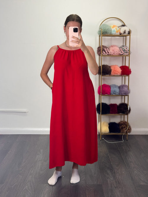 ASHLEIGH Bow Tie Back Maxi Dress With Pockets