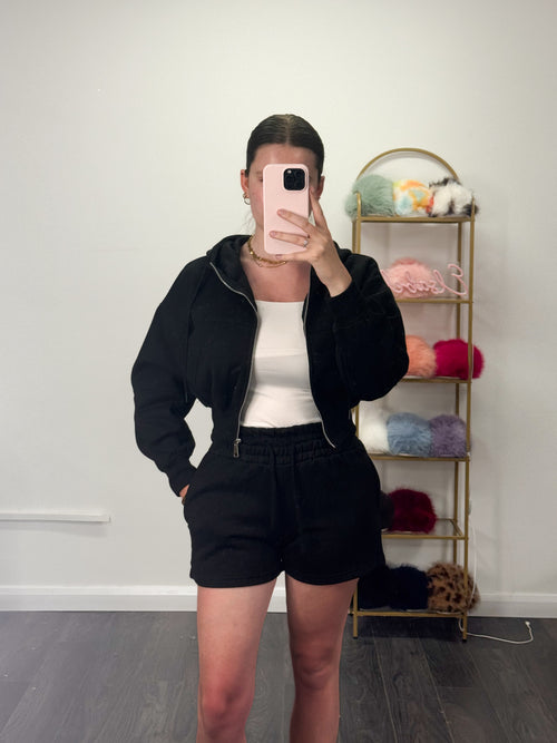 MISSY Zip Up Hoodie & Jogger Short Set