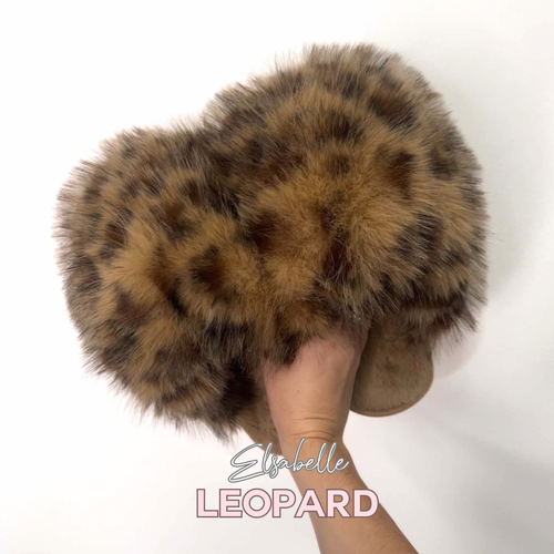 Leopard CANDY Viral XL Faux Fur Fluffy Slippers