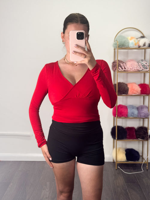 LUNA Wrap Over Cotton Soft Long Sleeve Top