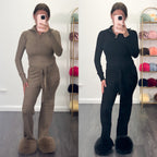LYNSDAY Premium Knitted Quarter Zip Lounge Set