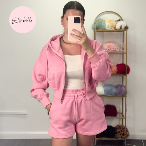 MISSY Zip Up Hoodie & Jogger Short Set