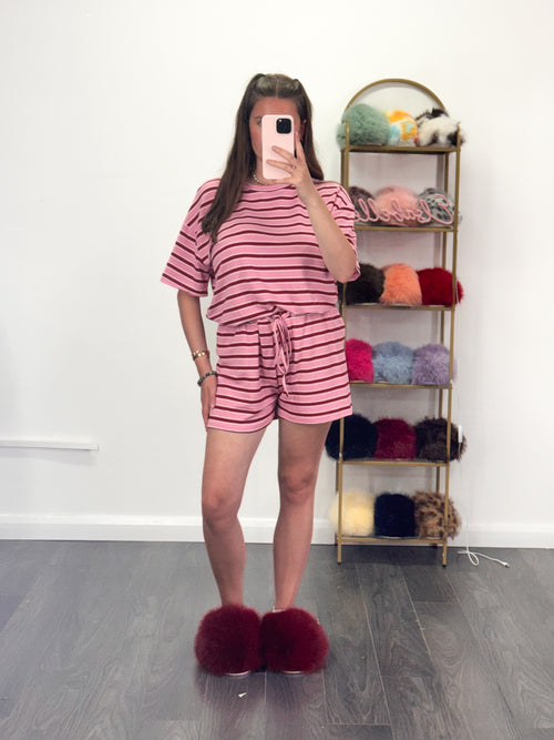 SHONA Summer Striped T-Shirt & Short Set (Pre Order 7 Days)