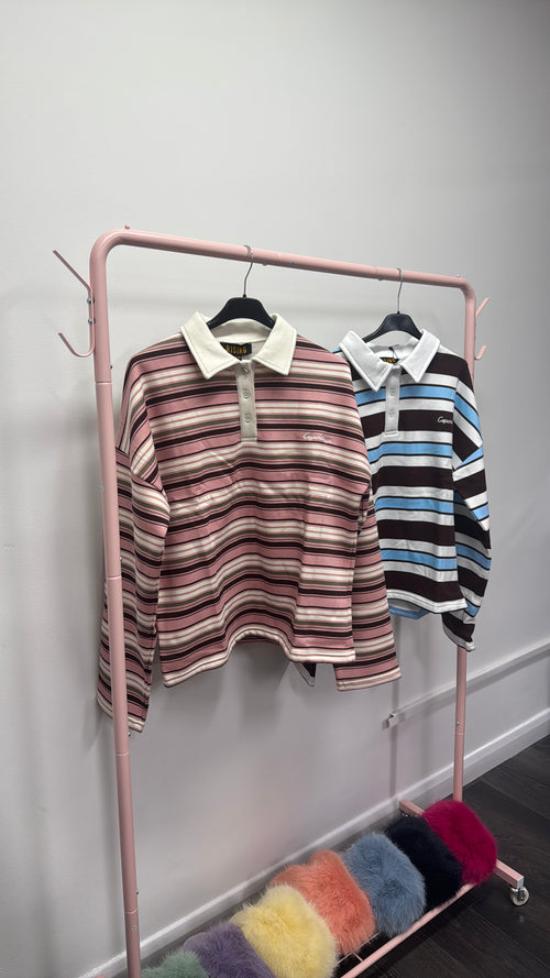 IMMIE Striped Polo Sweatshirt