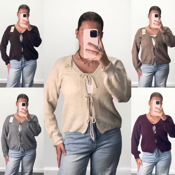 JESS Bow Tie Knitted Cardigan