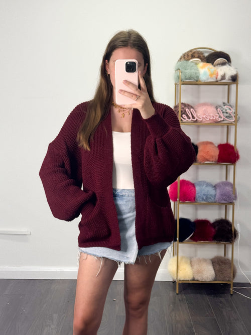 HANNAH Balloon Sleeve Short Cardigan
