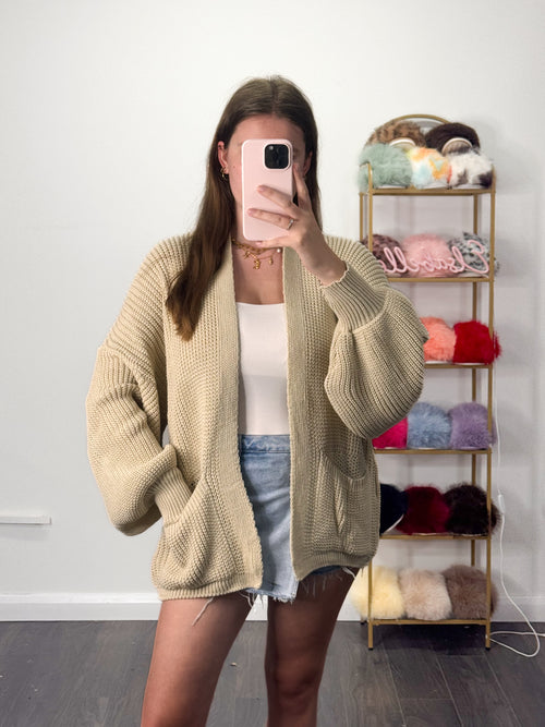 HANNAH Balloon Sleeve Short Cardigan