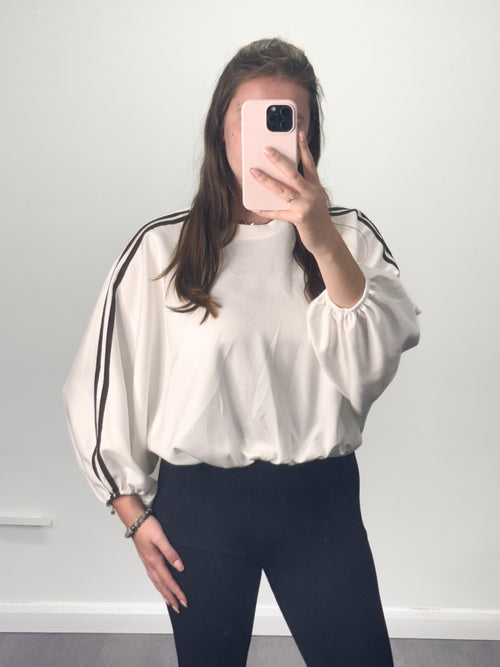 GEM GEM Bubble Hem Striped Balloon Sweatshirt