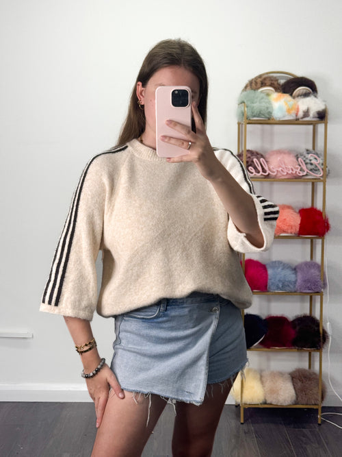 ELISHA Premium Stripe Knitted 3/4 Sleeve Jumper