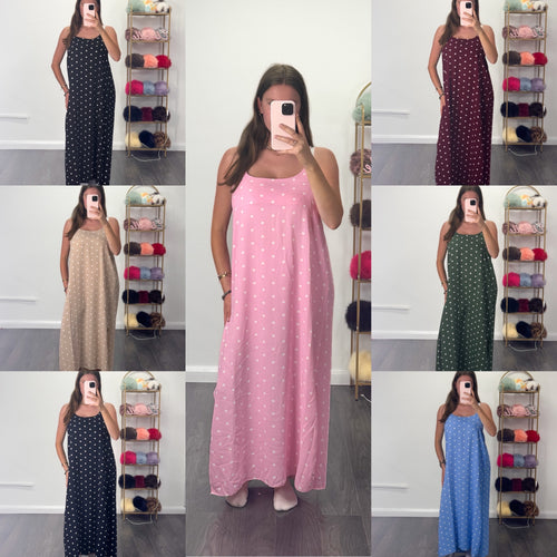 JULY Polka Dot Cross Back Maxi Dress