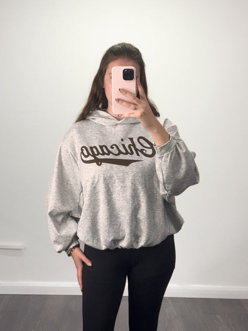CHICAGO Bubble Hem Full Length Hoodie