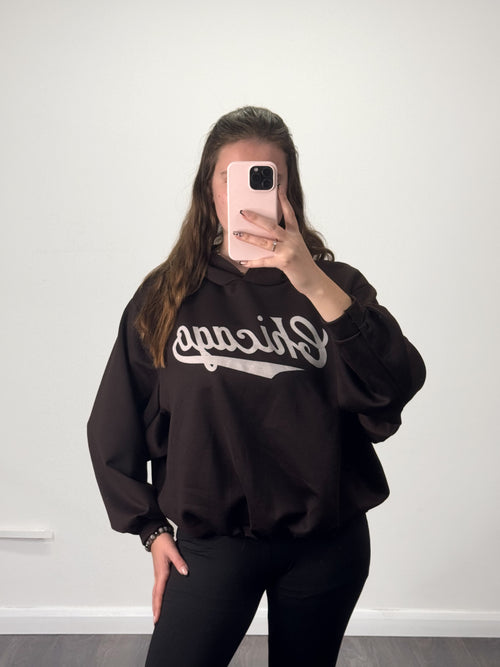 CHICAGO Bubble Hem Full Length Hoodie