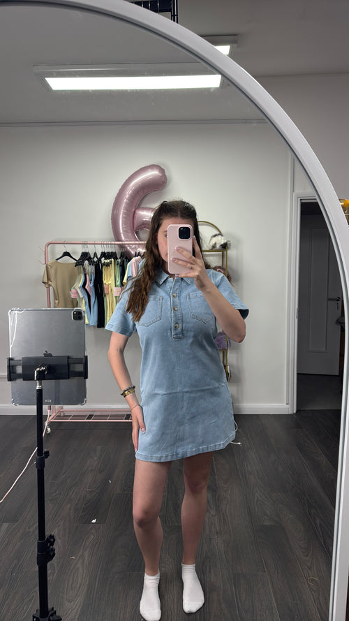 PIPER Denim Polo Collar Dress *PRE ORDER*