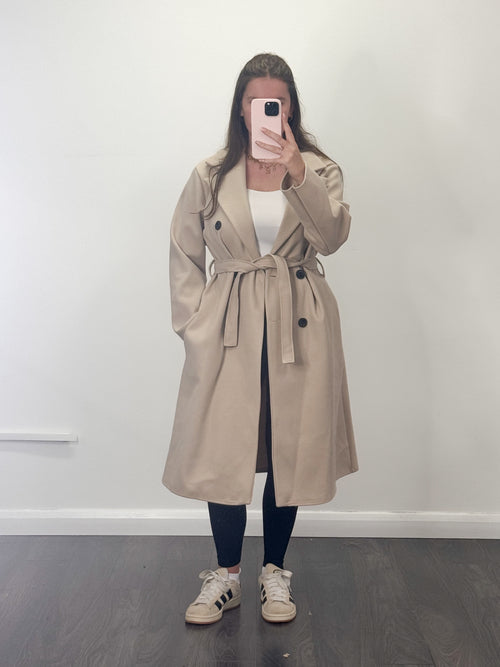 LADY Thick Button Belted Smart Coat