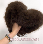 Chocolate Brown CANDY Viral XL Faux Fur Fluffy Slippers